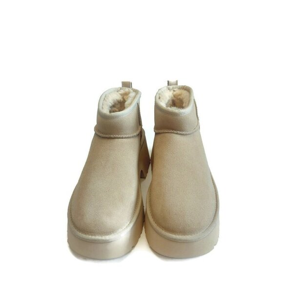 UGG Classic Womens Size 9 Ultra Mini New Heights Platform Boots Mustard Seed - Picture 5 of 8